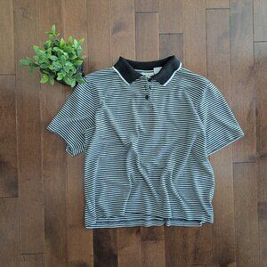 BASIC STRIPED VINTAGE COLLAR TSHIRT